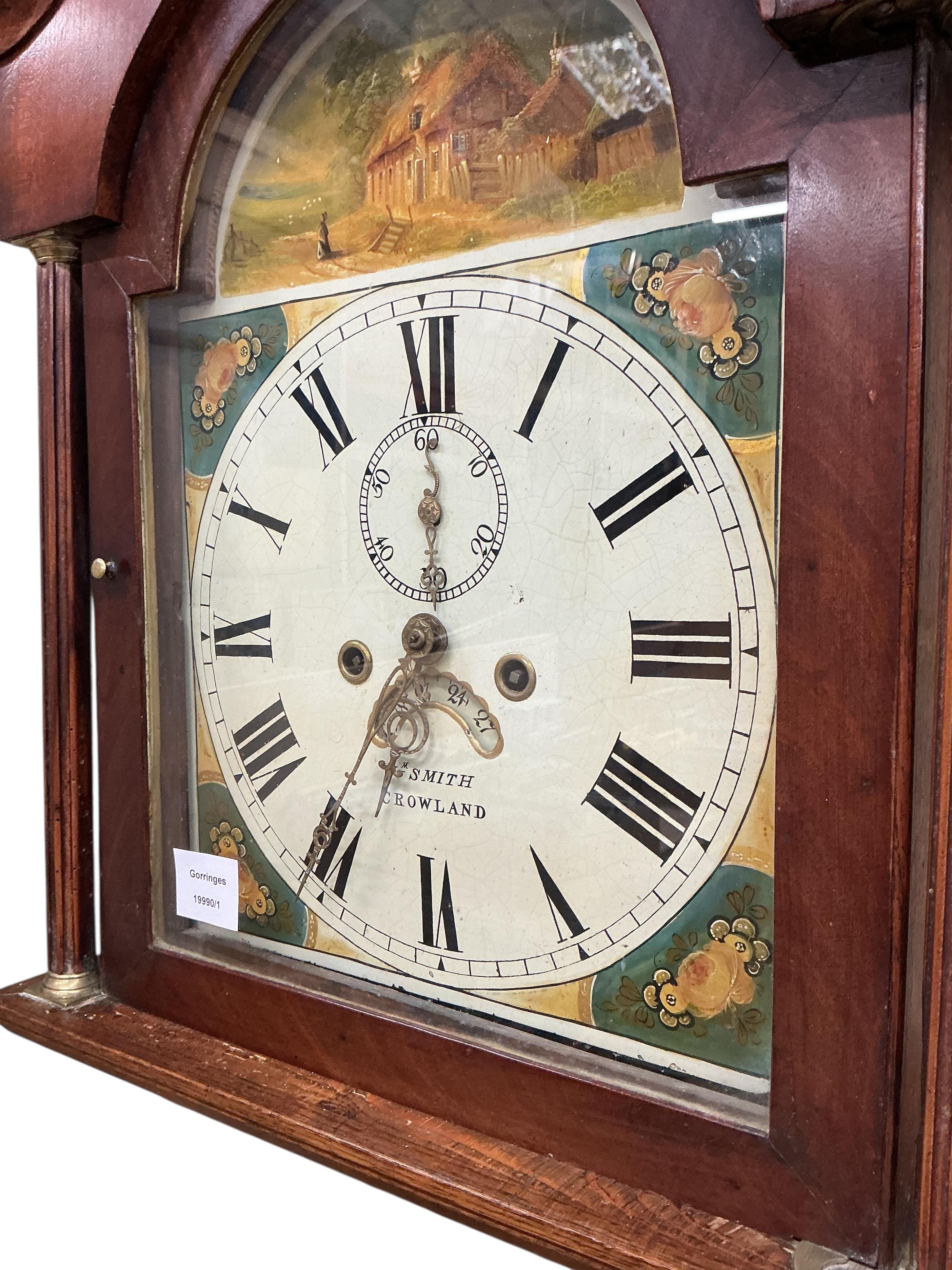An early 19th century oak and mahogany eight day longcase clock, marked William Smith, Crowland, height 202cm
